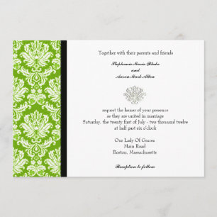 Apple Green Classic Damask Wedding Invitation