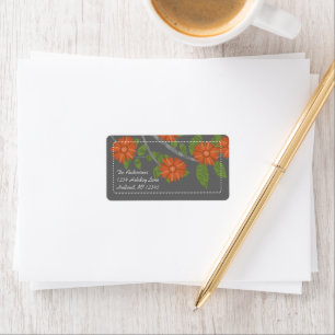 Apple Green Daisy on Charcoal Return Address Label