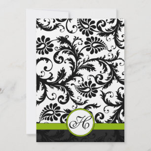 Apple Green Damask Swirls Wedding Invitation