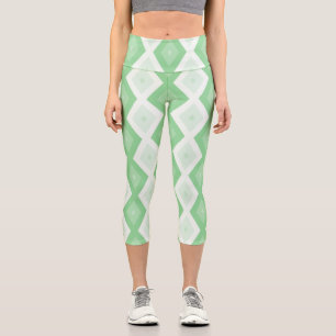 Apple green diamond pattern capri leggings