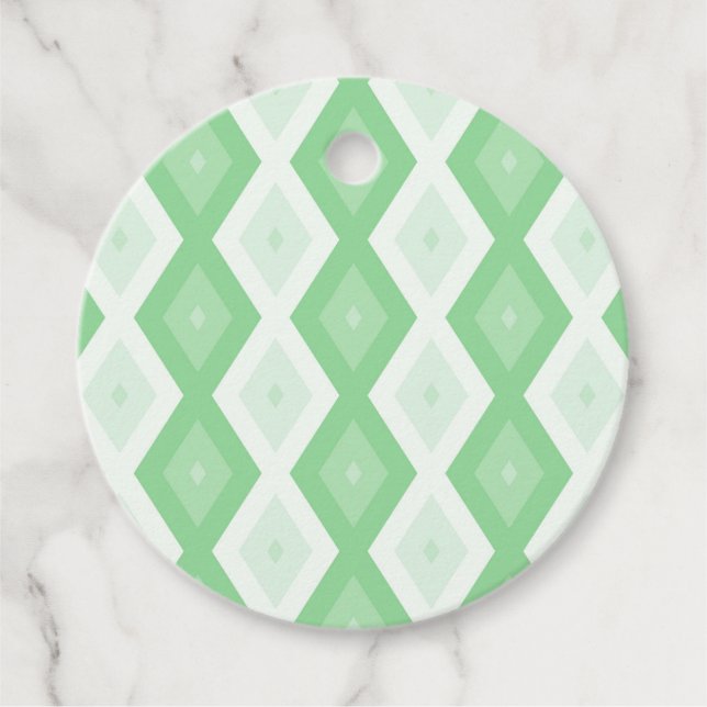 Apple green diamond pattern favour tags (Front)