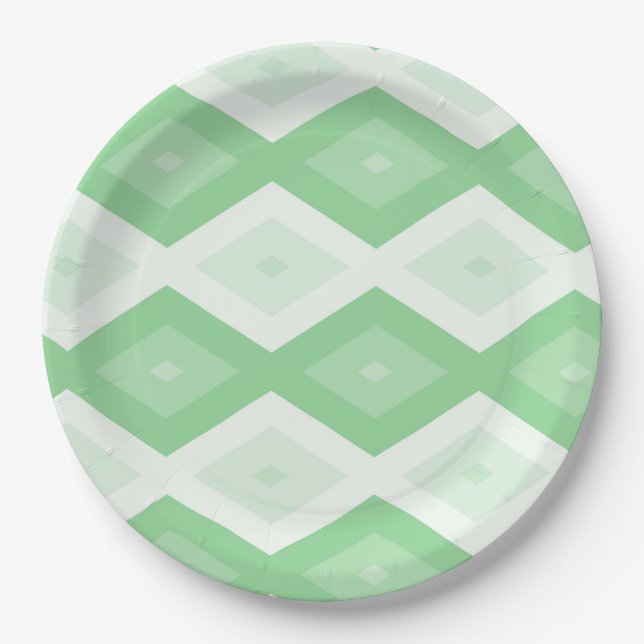 Apple green diamond pattern paper plate (Front)