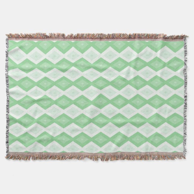 Apple green diamond pattern throw blanket (Front)