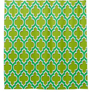 Apple Green Emerald Green White XL Moroccan #4DS Shower Curtain