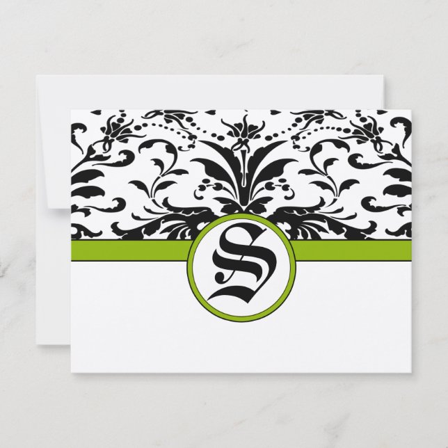 Apple Green Filigree Style Aesthetic Elegant RSVP Card (Front)