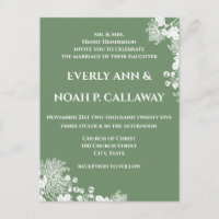 Apple Green Floral Wedding Invitation Postcard