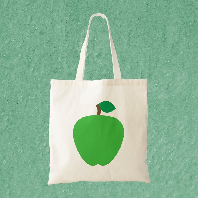 Apple Green Fruit Tote Bag (A tote bag with a graphic of a green apple)