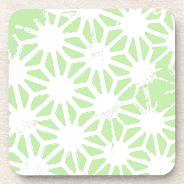 Apple green geometric pattern coaster (Front)