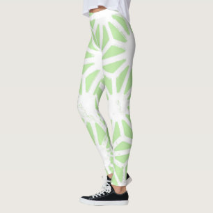 Apple green geometric pattern leggings