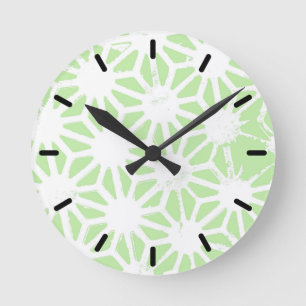 Apple green geometric pattern round clock