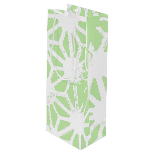 Apple green geometric pattern wine gift bag (Front Angled)