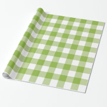 Apple Green Gingham Plaid Wrapping Paper