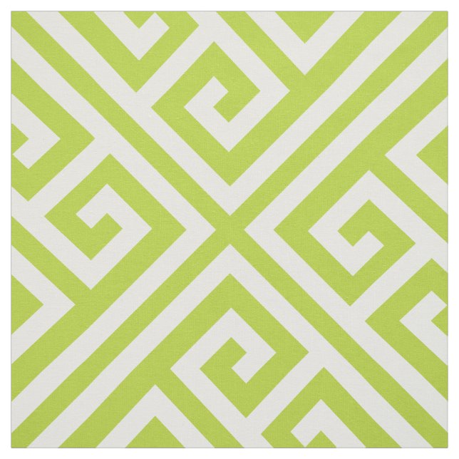 Apple Green Greek Key Large Scale Fabric (Swatch)
