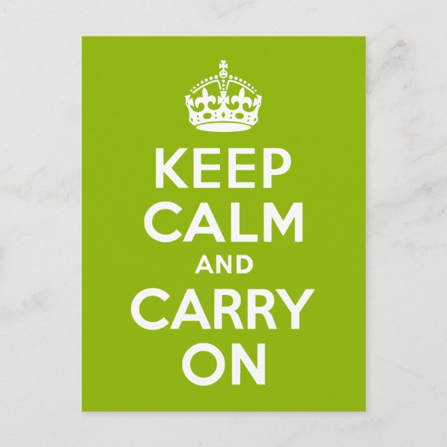Apple Green Keep Calm and Carry On Postcard (Front)