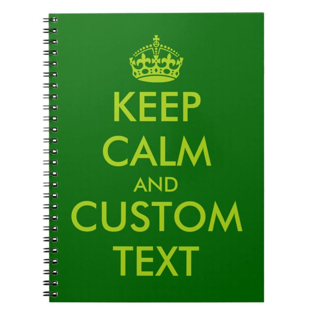 Apple green Keep Calm notebook | Personalised text (Front)