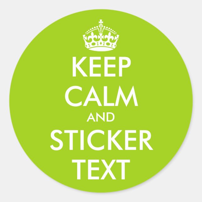 Apple green Keep Calm Stickers | personalizable (Front)