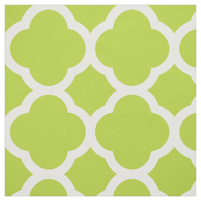 Apple Green Modern Quatrefoil Large Scale Fabric (Swatch)