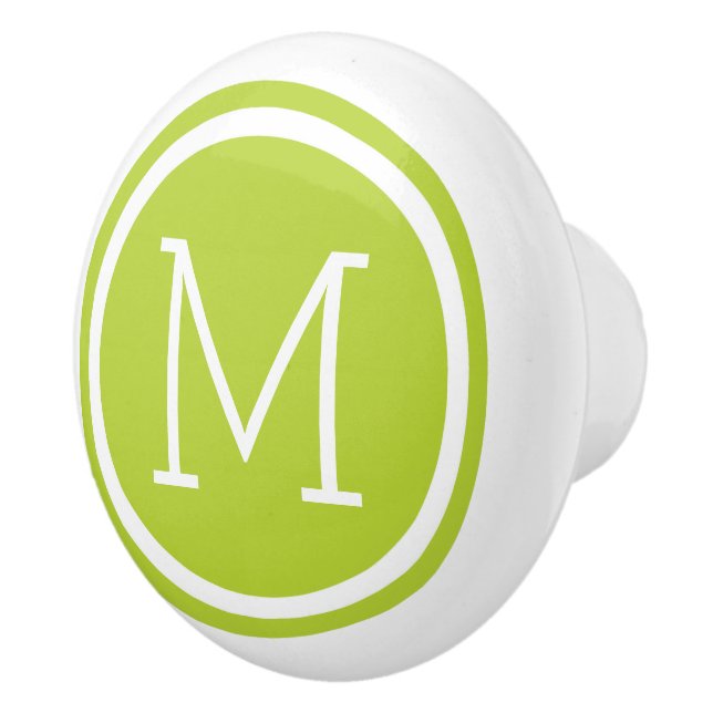 Apple Green Monogram Personalised Drawer Knob (Right)