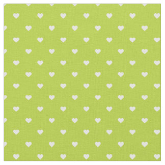 Apple Green Polka Dot Hearts Fabric