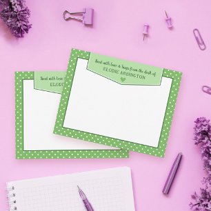 Apple Green Polka Dots Heart Sent With Love & Hugs Card