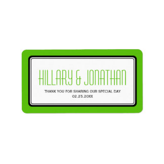 Apple green rectangular frame wedding favour label