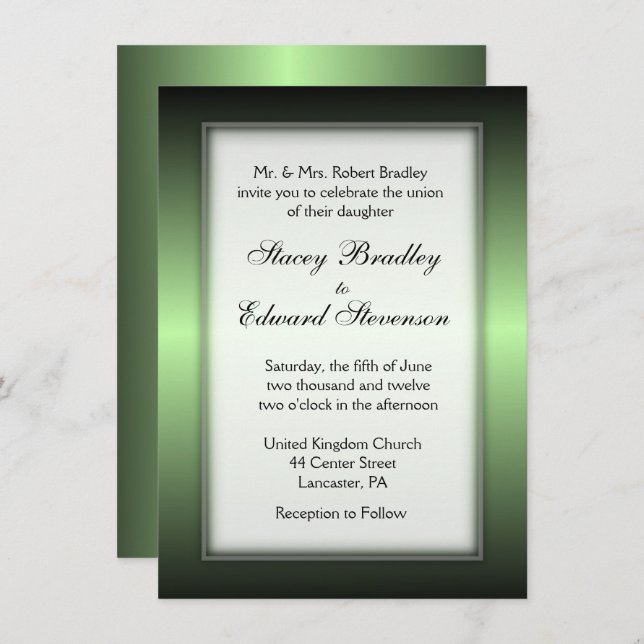 Apple Green Shine Wedding Invitation (Front/Back)