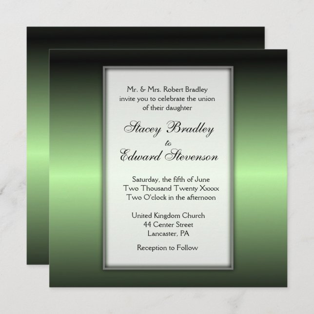 Apple Green Shine Wedding Invitation (Front/Back)