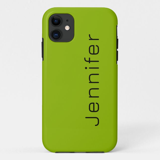 Apple Green Solid Colour | Minimalist Name Case-Mate iPhone Case (Back)