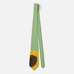 Apple Green Sunflower Wedding Tie Bigger Flower
