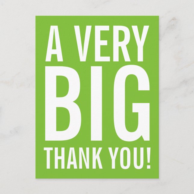 Apple green Thank you postcard with big typography (Front)