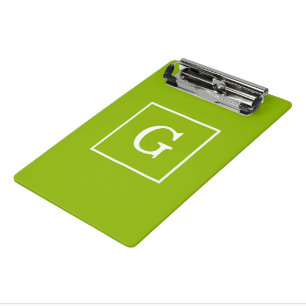 Apple Green White Framed Initial Monogram Mini Clipboard