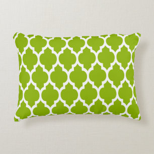 Apple Green White Moroccan Quatrefoil Pattern #4 Decorative Cushion