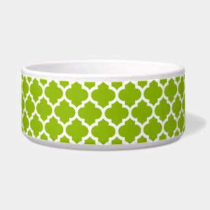 Apple Green White Moroccan Quatrefoil Pattern #5