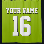 Apple Green White Sports Jersey Team Jersey Shower Curtain<br><div class="desc">Preppy Solid Colour Team Jersey / Sports Jersey / Football Jersey / Rugby Jersey with Custom Name Customise this with your own name or team name and a number. You can change the size, colour and placement of the text if you need to make changes, change the colour of or...</div>