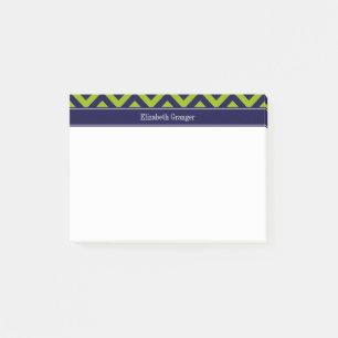 Apple Grn Navy LG Chevron Navy Blue Name Monogram Post-it Notes