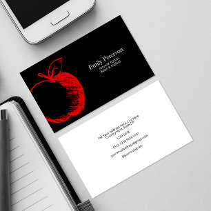 Apple Hand Drawn   Black Business Card