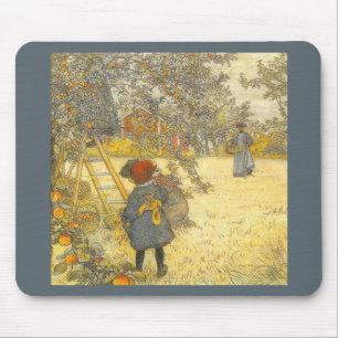 Apple Harvest by Carl Larsson Vintage Orchard Mouse Pad