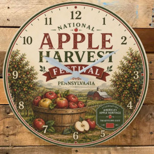 Apple Harvest Festival Pennsylvania Farmhouse Large Clock