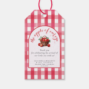 Apple Harvest Gingham Rustic Couple Baby Shower Gift Tags