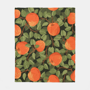 Apple Harvest: Green Leaves Vintage Fleece Blanket