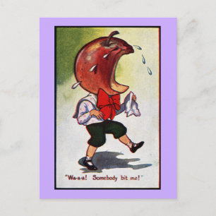 Apple-Headed Boy Bitten Postcard