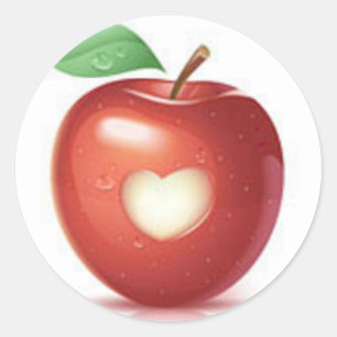 Apple heart classic round sticker