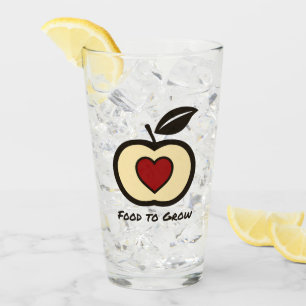Apple & Heart Red & Black Food to Grow Logo Glass