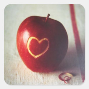 Apple Heart Square Sticker