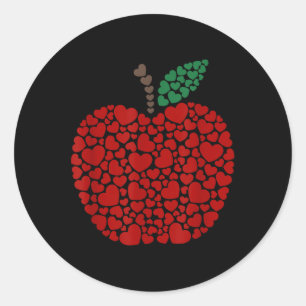 Apple Hearts Valentines Day Teacher Students  Classic Round Sticker