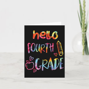 Apple Hello Fourth Grade 4th First Day Of School T Card