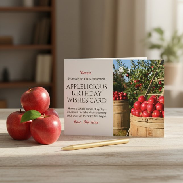 Apple-icious Birthday Wishes Card  (Apple-icious Birthday Wishes Card)