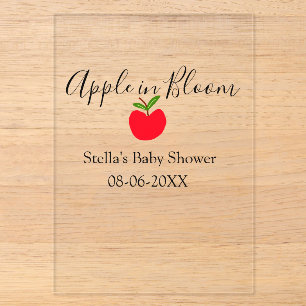 Apple in bloom baby shower red apple name date acrylic invitations