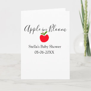 Apple in bloom baby shower red apple name date card