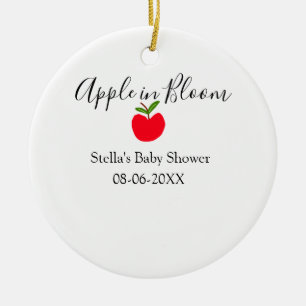 Apple in bloom baby shower red apple name date ceramic tree decoration